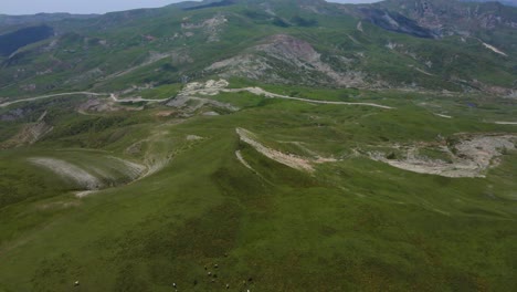 Drone-shot-flying-through-the-Caucasus-in-Azerbaijan-while-panning-up