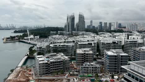 Edificios-De-La-Ciudad-En-Keppel-Bay-En-Singapur---Toma-Panorámica