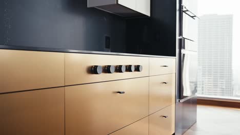 a-luxury-gold-and-black-range-oven-in-a-high-rise-condo
