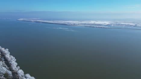 Snow-covered-Landscape-By-The-Danube-River-During-Winter-In-Galati,-Romania
