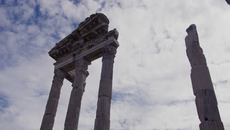 Looking-up-at-a-row-of-backlit-pillars-in-Pergamum
