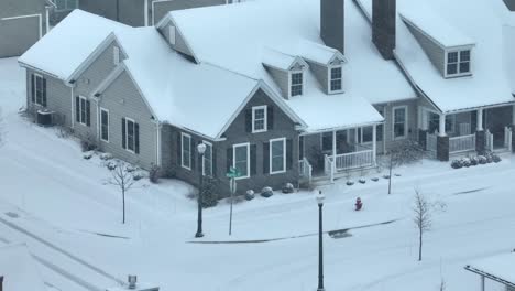 Schnee-Bedeckt-Vorstadthäuser-Und-Straßen