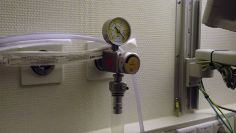 Oxygen-inhalation-equipment-at-the-hospital-room,-Oxygen-gauge,-Oxygen-flow-meter-supply