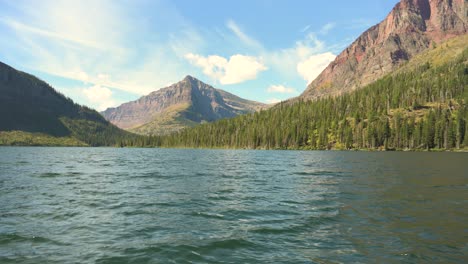 Sinopah-Mountain-viewed-by-boat-during-the-day-in-Glacier-National-Park