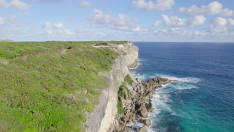 Fly-Over-Steep-Cliffs-Of-Porte-d'Enfer-In-Guadeloupe,-France
