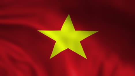 Bandera-Nacional-De-Vietnam-Ondeando-Animación-De-Fondo-Arrugada-Y-Arrugada-De-Seda