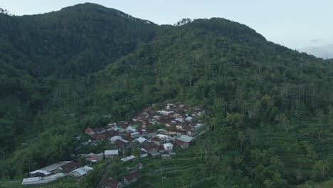 Aerial-view-of-remote-village-on-hillside