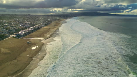 Aerial-Panoramic-Landscape-in-Manhattan-Beach-Los-Angeles-Surfing-City-Skyline
