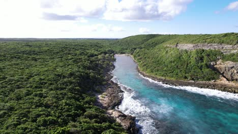 Panoramic-Aerial-View-Of-La-Porte-de-l'Enfer-Anse-Bertrand-In-Guadeloupe,-France