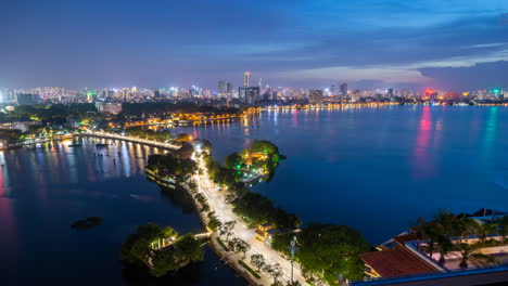 Top-view-of-Hanoi-timelapse-day-to-night-with-traffic-light