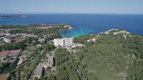 An-aerial-perspective-of-the-coastal-region-in-Mallorca,-Spain