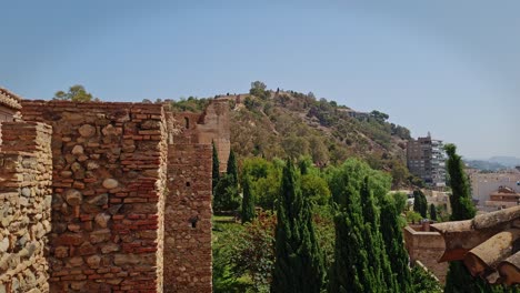 Alcazaba-Von-Malaga,-Mittelalterlicher-Islamischer-Palast,-Berg-Gibralfaro