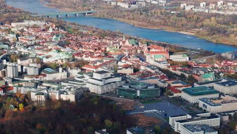 Tight-aerial-shot-of-Warsaw-Old-town