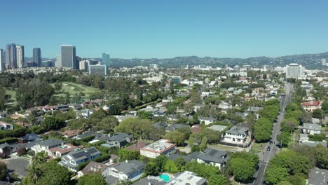 Aerial-View-of-Century-City-Neighborhood-of-Los-Angeles,-California-USA,-Drone-Shot