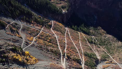 Drone-shot-looking-down-at-the-switchback-trail-of-Black-Bear-Pass-in-Telluride