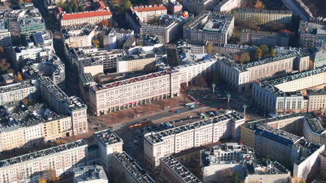Tight-aerial-shot-of-Constitution-square-Warsaw