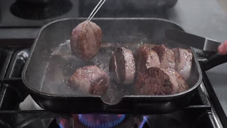 Cooking-Beef-Medallion-Steak-In-Cast-Iron-Skillet
