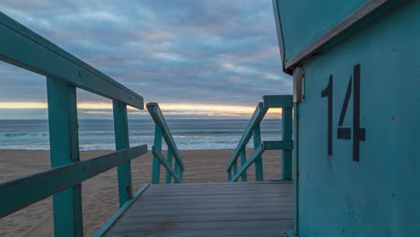 The-View-of-a-Baywatch-Lifeguard-Stand-in-Los-Angeles-County---Timelapse