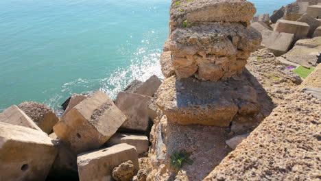 Rocks-Along-Seawalls-Of-Campo-del-Sur-In-Andalucia,-Cadiz-Spain