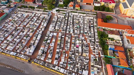Panoramic-aerial-overview-of-unique-protestant-cemetery-in-Curacao