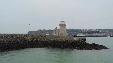 Aerial-orbit-highlights-Howth-harbour-lighthouse