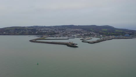 Serene-dynamic-aerial-of-Howth-from-the-sea