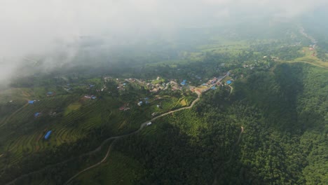 Establishing-aerial-over-Nepal-rural-landscape