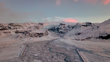 Pink-Clouds-Covering-Mountain-Peak-Hvannadalshnjukur-In-South-Iceland