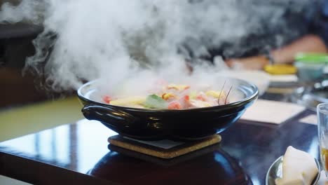 4k-Japanese-Hot-Pot,-Nabe-Dish-with-Vegetables-and-Ise-Spiny-Lobster