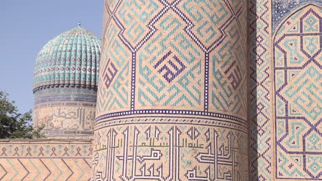 blue-domed-mosque-in-Samarkand,-Uzbekistan-along-the-historic-Silk-Road