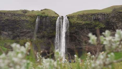 A-magnificent-waterfall-seeping-through-rock-formations-in-the-south-of-Iceland