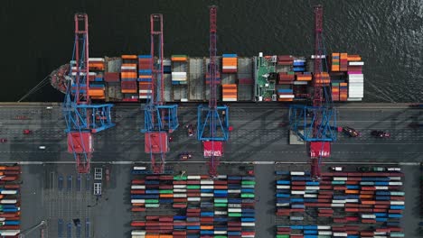 Commercial-Port-of-Hamburg,-Hamburg,-Germany,-Static-Top-Down,-Drone