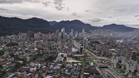 Bogota-Colombia-Aerial-v39-panoramic-panning-views-drone-flyover-Las-Americas-capturing-mountain-landscape-and-cityscape-of-Santa-Fe,-Teusaquillo-and-downtown---Shot-with-Mavic-3-Cine---November-2022