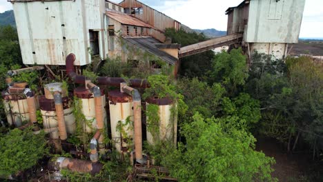 Close-up-drone-footage-of-koloa-sugar-mill-built-in-1835,-aerial