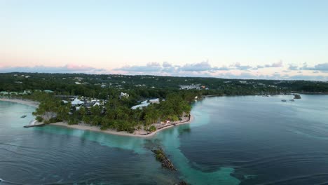 Romantic-luxury-coastline-of-Guadeloupe-town,-aerial-view