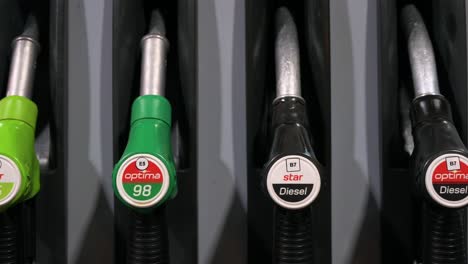 Variety-of-Gas-fuel-pumps-for-diesel-and-gasoline-are-ready-to-be-used-at-a-Cepsa-gas-station-in-Spain