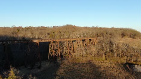 Aerial-Shot-Pushing-in-Towards-the-Pope-Lick-Railroad-Trestle-in-Louisville-Kentucky-at-Sunset