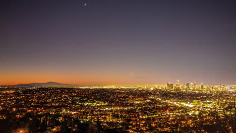 Nacht-zu-Tag-Sonnenaufgang,-Los-Angeles,-Stadt,-Wunderschöner-Übergang-In-Amerika