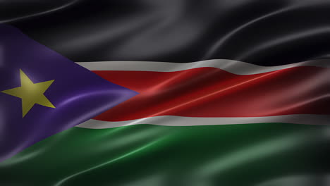 The-Flag-of-Republic-of-South-Sudan,-full-frame,-front-view,-glossy,-fluttering,-elegant-silky-texture,-waving-in-the-wind,-realistic-HD-CG-animation,-sleek,-movie-like-look,-seamless-loop-able