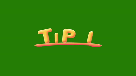Tip-1-Wobbly-gold-yellow-text-Animation-pop-up-effect-on-a-green-screen---chroma-key