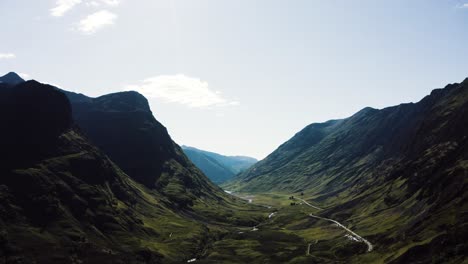 Drone-shot-of-Scotland's-daunting-Glencoe-Valley