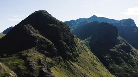 Drone-shot-of-a-peak-in-Scotland's-Glencoe-Valley