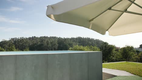 Infinity-pool-on-a-chalet-garden-with-an-umbrella