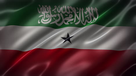 Die-Flagge-Der-Republik-Somaliland,-Vollbild,-Vorderansicht,-Glänzend,-Flatternd,-Elegante-Seidige-Textur,-Weht-Im-Wind,-Realistische-4K-CG-Animation,-Schlanker,-Filmähnlicher-Look,-Nahtlos-Schleifbar