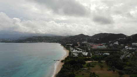 Tropical-beach-on-an-island,-Grand-Anse-Beach-in-Grenada-aerial
