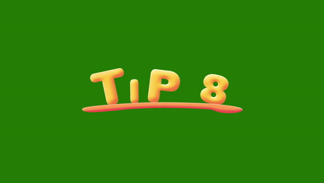 Tip-8-Wobbly-gold-yellow-text-Animation-pop-up-effect-on-a-green-screen---chroma-key