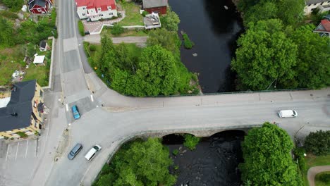 Aerial-View-of-Morrum-River-Salmon-Fishing-Spot-in-Sweden