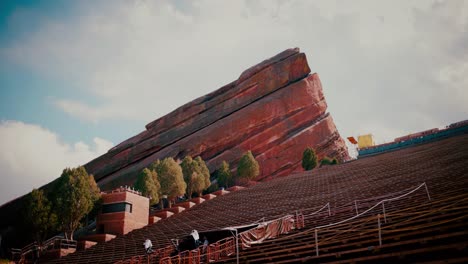 Shot-at-Red-Rocks-Amphitheatre-of-the-southern-rock-on-a-partially-cloudy-sunny-day-emphasizing-the-redness-of-the-rocks