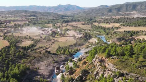 Beautiful-panoramic-view-of-valley-and-nature-and-river-in-Teruel,-Aragon,-Spain