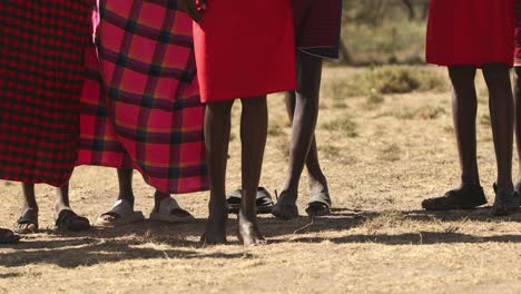 Cropped-View-Of-Masai-Mara-Men-Tribe-In-Their-Traditional-Jumping-Dance-Ceremony-In-Kenya,-Africa